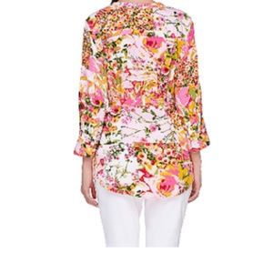 Isaac Mizrahi Live! Womens Sz XXS Button Front Shirt 3/4 Sleeves Bubblegum Belt